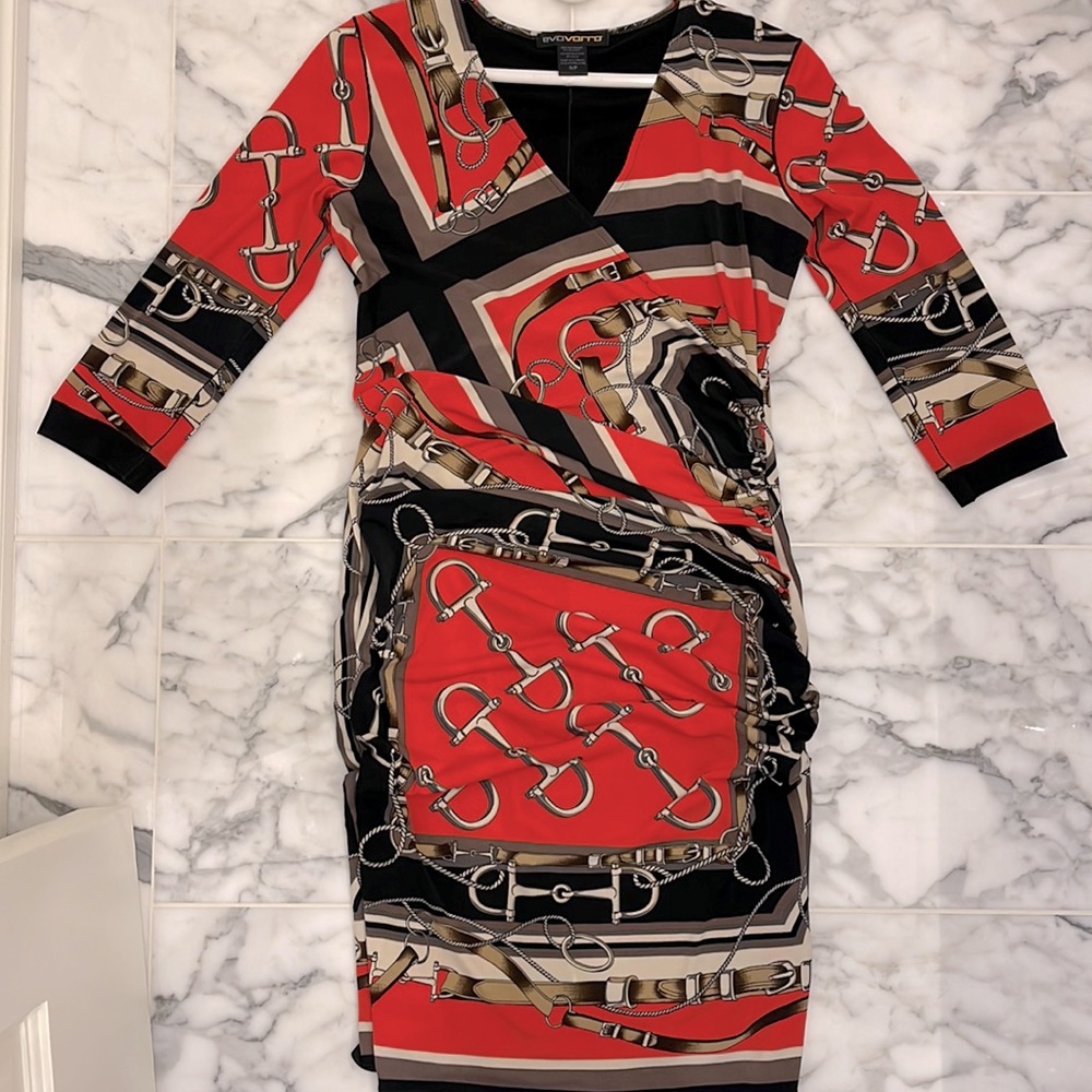 Equestrian print wrap dress